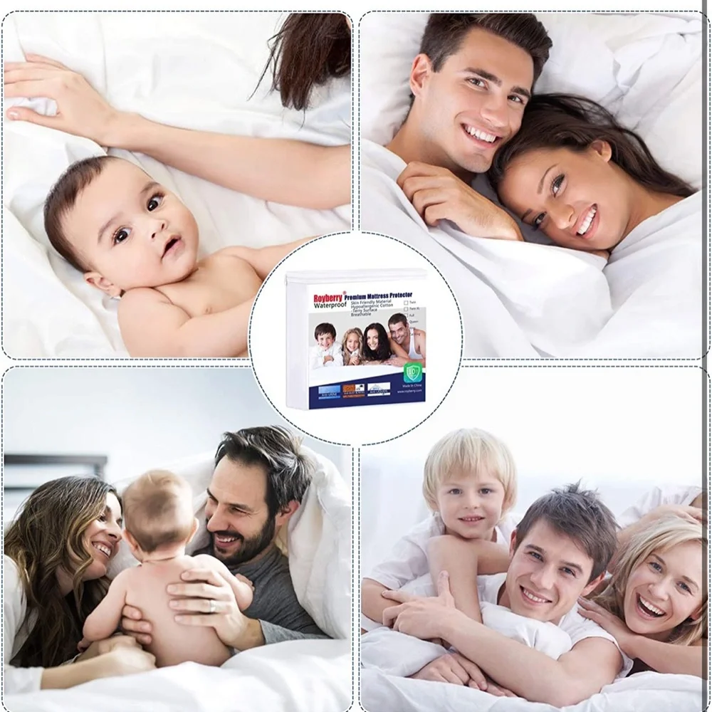 Royberry Mattress Protector ,Waterproof Silky Smooth Ultra Soft Deep Pocket